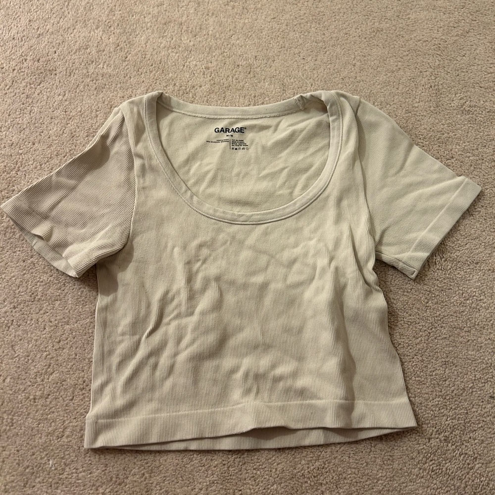garage cream cropped top